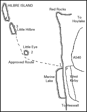 walking route to Hilbre Island